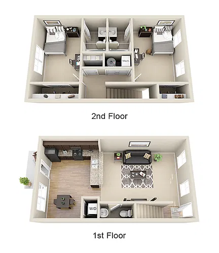 Floor plan 2 BEDROOM 2.5 BATH