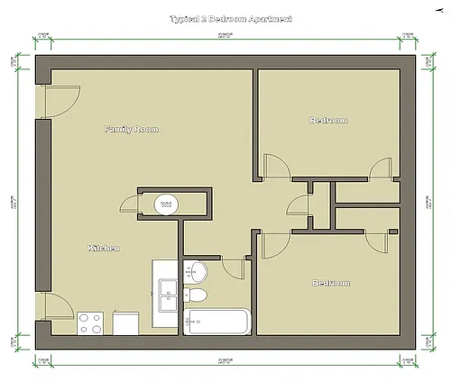 Floor plan Two Bedroom One Bath