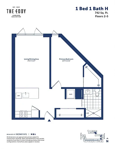 Floor plan 1 Bed 1 Bath H