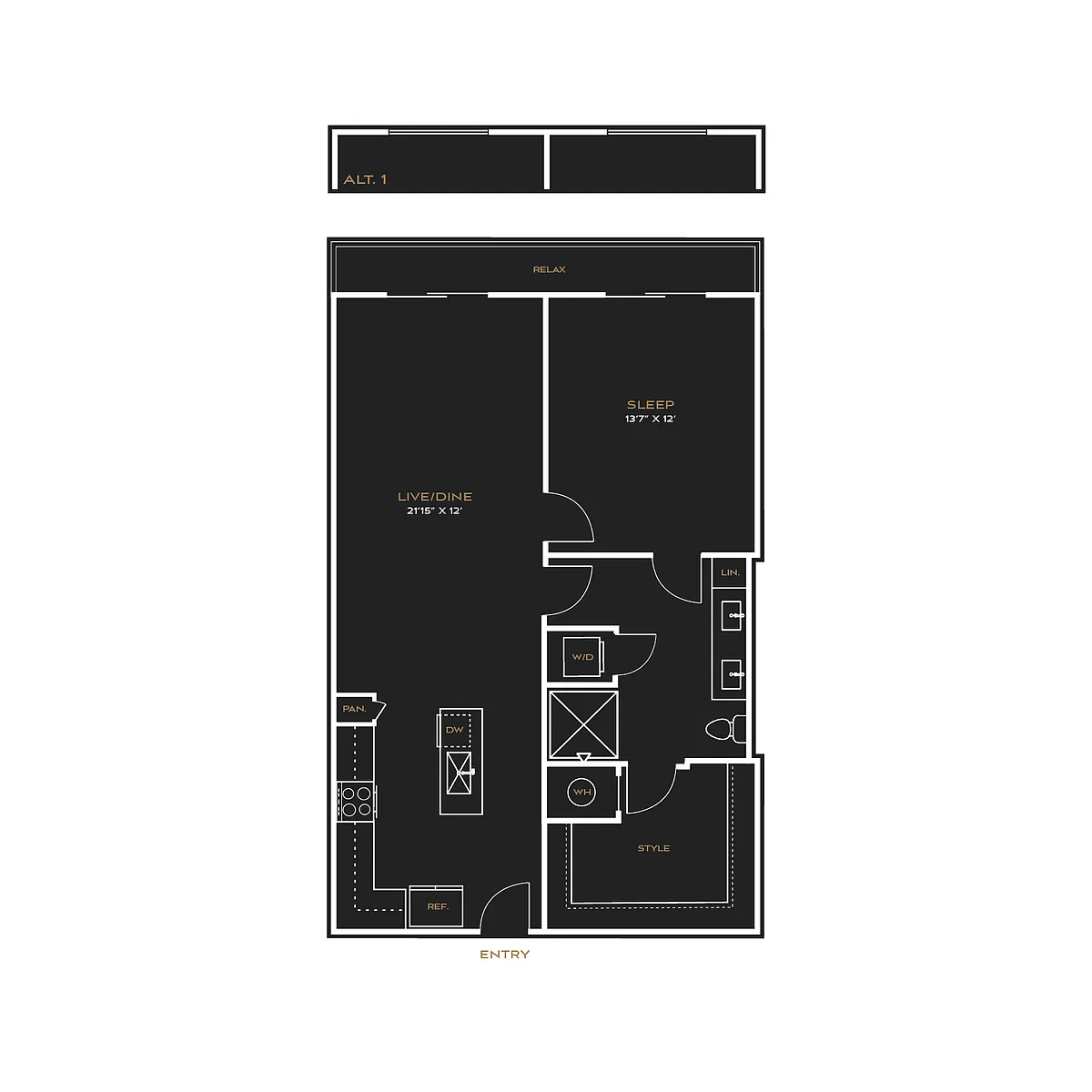 Floor plan 1BD - E
