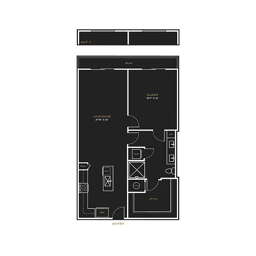 Floor plan 1BD - E