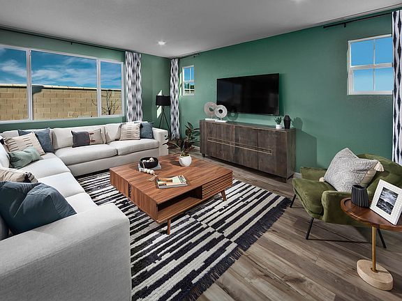 Residence 2 great room modeled at a nearby Meritage community.