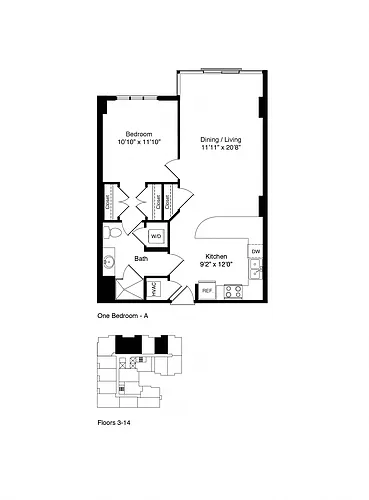 Floor plan ONE BEDROOM A