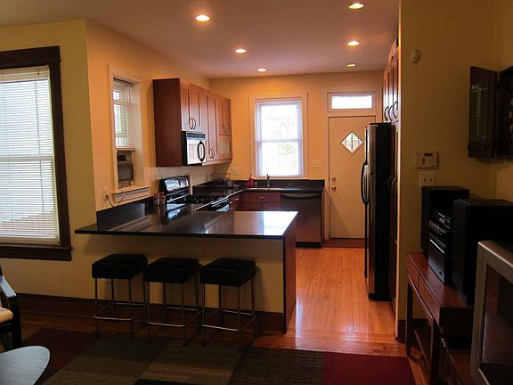 Open plan LR/kitchen with huge bar