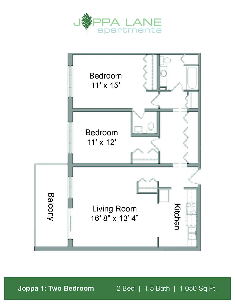 Floor plan Joppa 2a: Two Bedroom