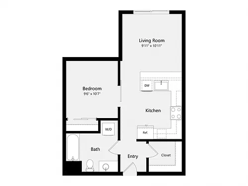 Floor plan Urban One Bedroom A07A