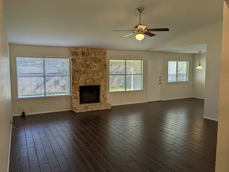 Living room with vaulted ceiling