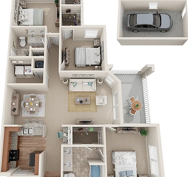 3x2A- View at Legacy Oaks Apartments in Knightdale North Carolina NC Near Raleigh