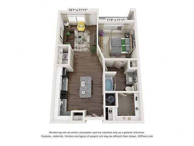 Floor plan One-Bedroom (A1)