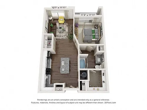 Floor plan One-Bedroom (A1)