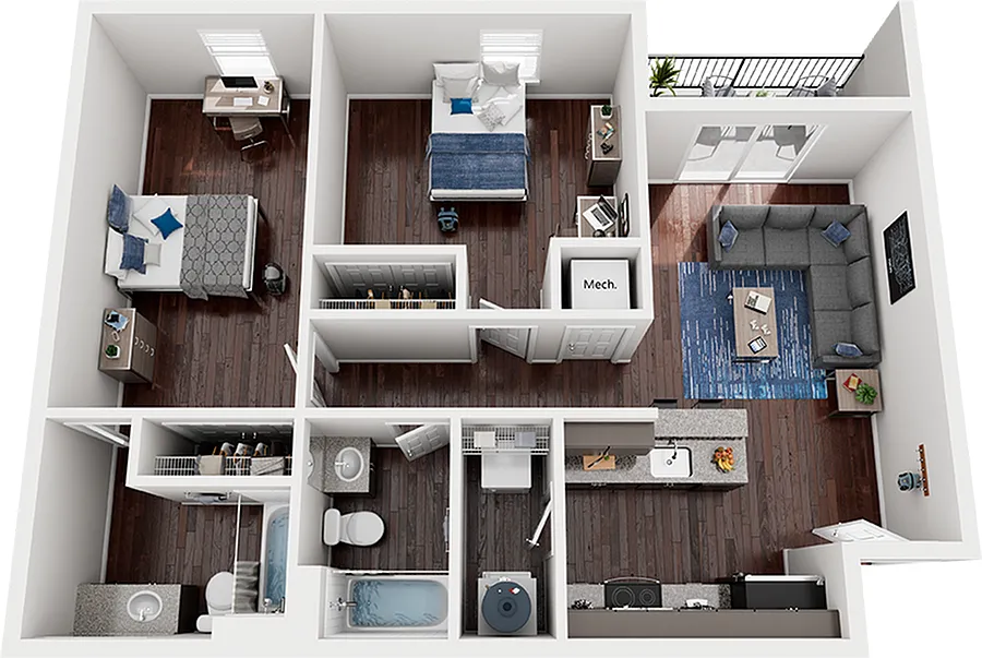 Floor plan 2 Bed x 2 Bath