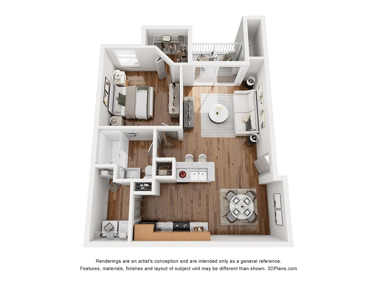 Floor plan A2 Peyton - 1 Bedroom, 1 Bathroom