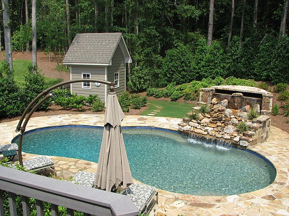 Heated Gunite Pool with Waterfall