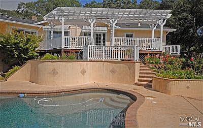 pool, deck with Green Valley views