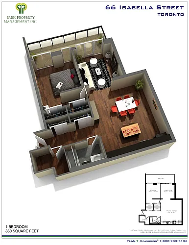 Floor plan One Bedroom plus Den