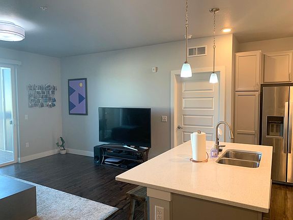 Main living area with beautiful flooring