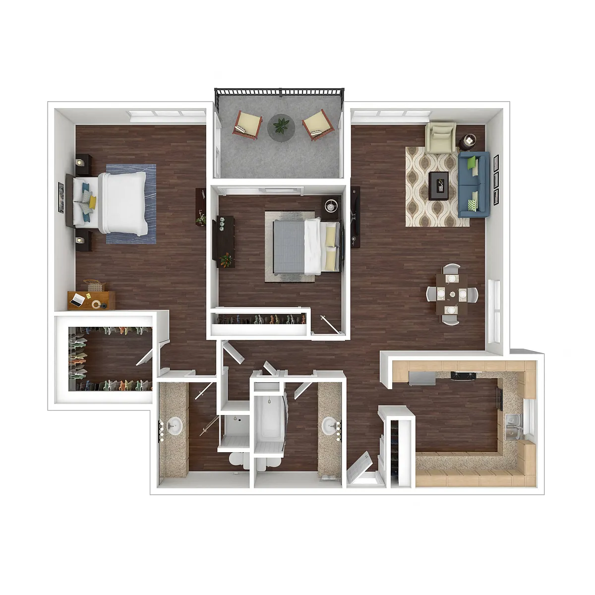 Floor plan Two Bedroom - Waters Edge at Marina Harbor