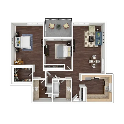Floor plan Two Bedroom - Waters Edge at Marina Harbor