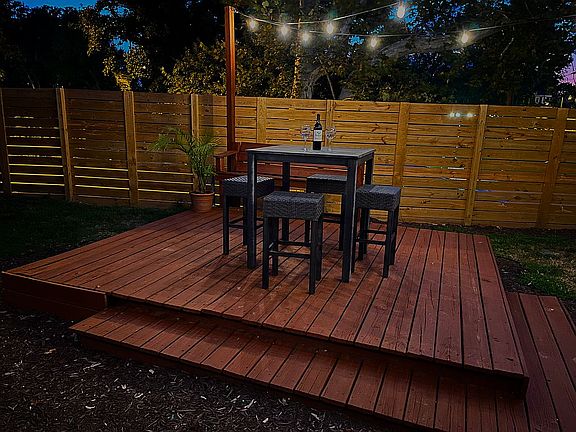 Deck in backyard 
