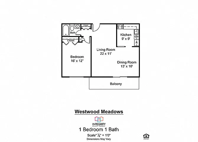 Floor plan 1 Bedroom 1 Bath