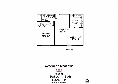 Floor plan 1 Bedroom 1 Bath