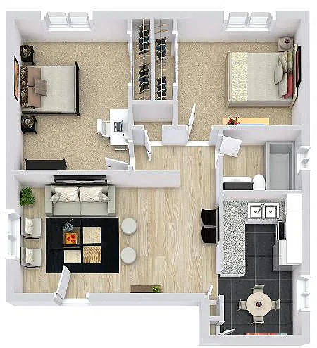 Floor plan 2 Bedroom 1 Bath