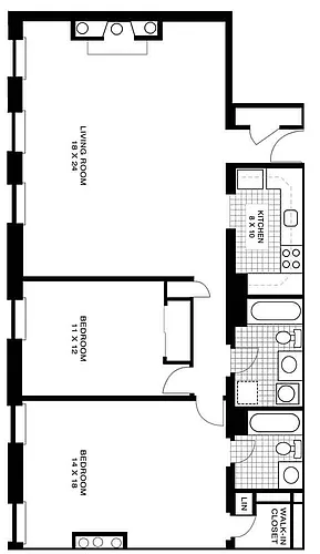 Floor plan 2 Bed 2 Bath - fireplace