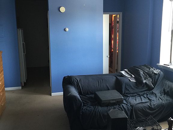 Kitchen left, bathroom right