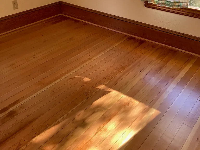 refinished fir floor in SW bedroom