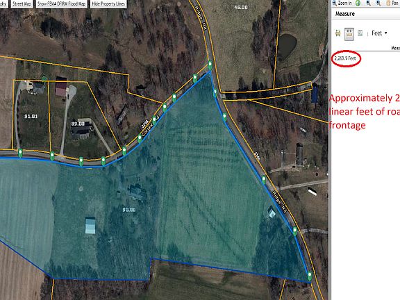 Approx 2,260' of Rd frontage