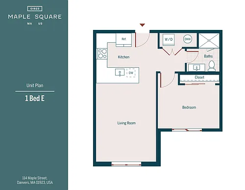 Floor plan 1 Bedroom, 1 Bathroom
