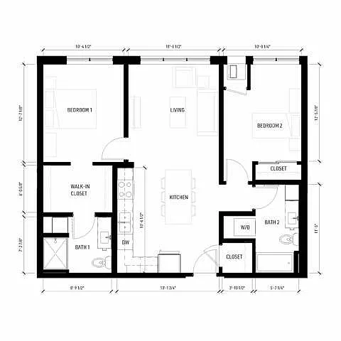 Floor plan 2 Bedroom 2 Bath