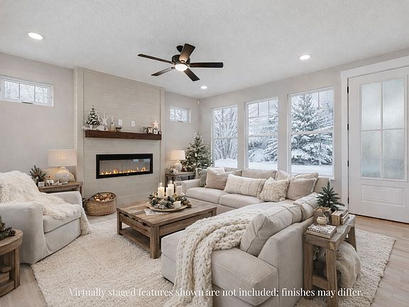 Great Room with Window Wall, 9ft Ceiling and Statemenet Fireplace