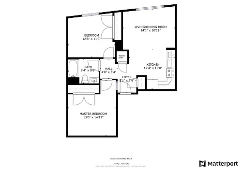 Floor plan (09) Two Bedroom 1 Bath