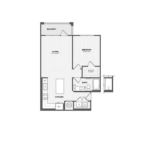 Floor plan 1 Bed/1 Bath-A1