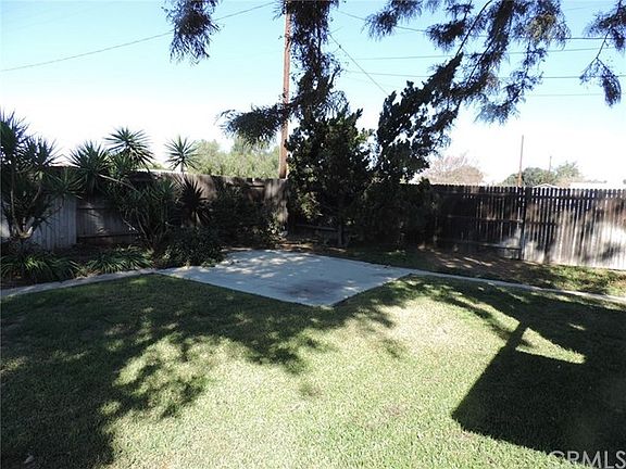 Concrete slab in backyard