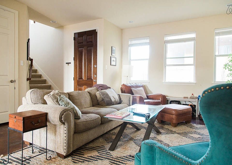 Open floor plan and concrete floors downstairs.