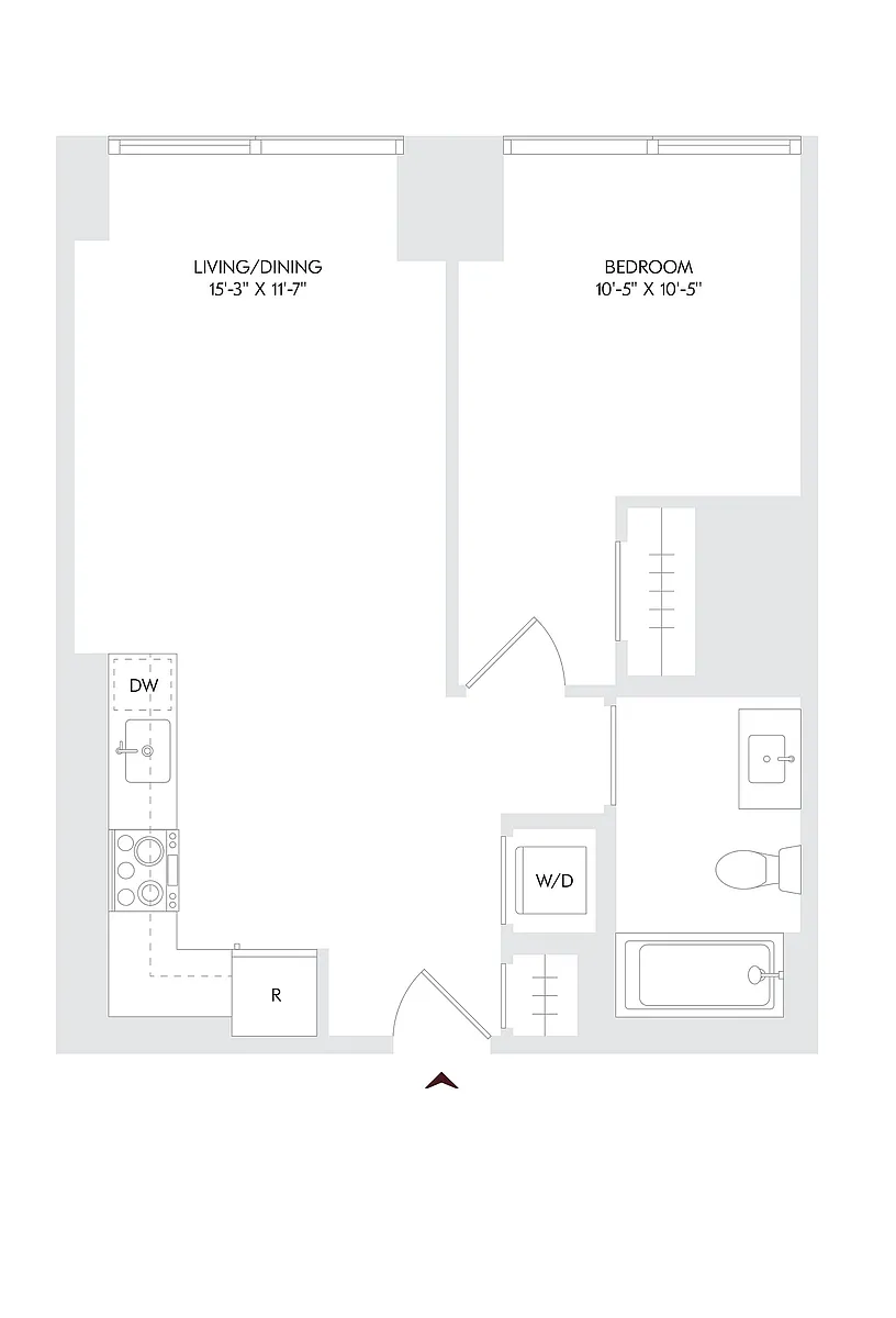 Floor plan 1 Bed 1 Bath D