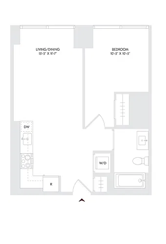 Floor plan 1 Bed 1 Bath D