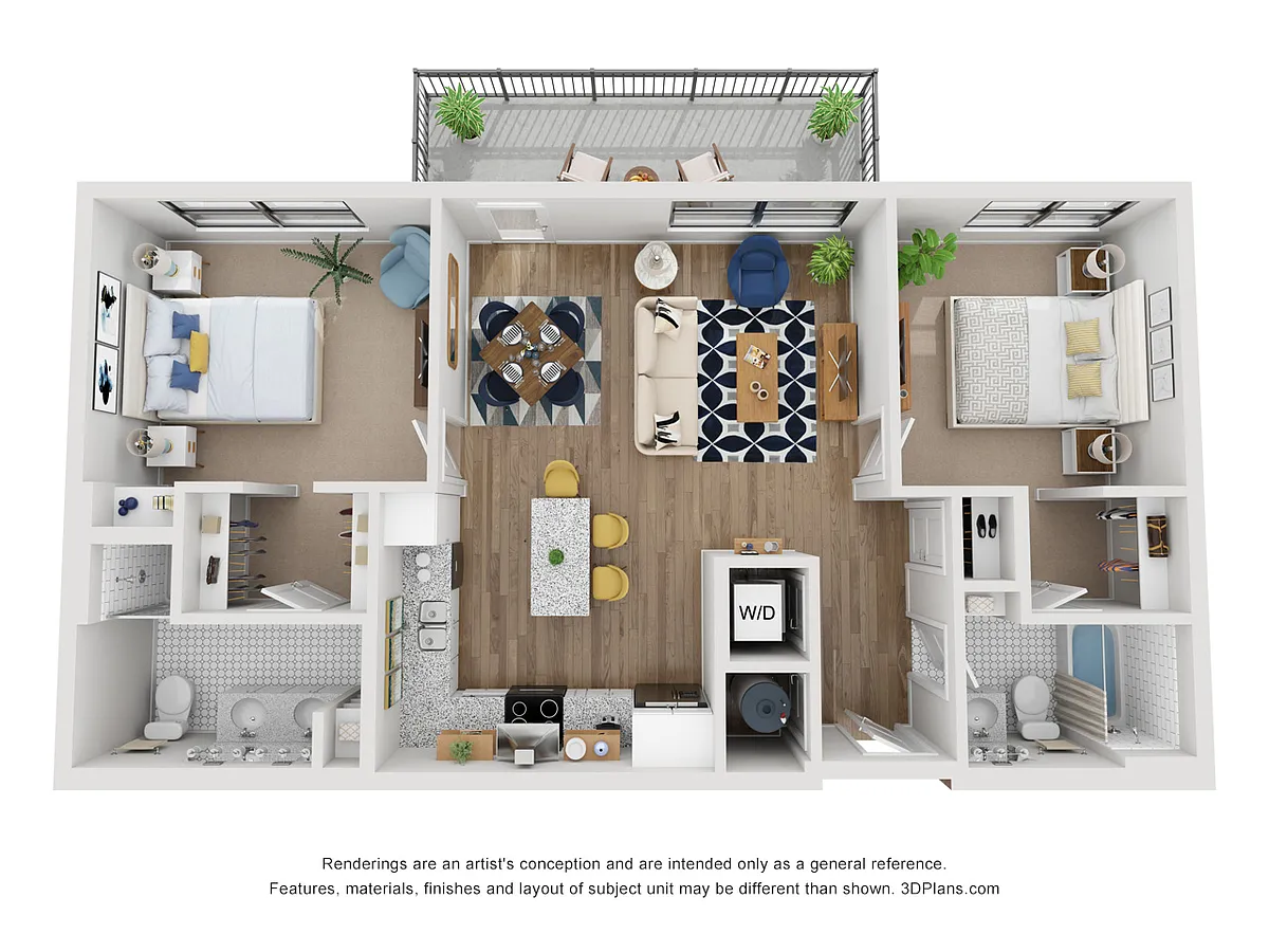 Floor plan 2 Bedroom, 2 Bathroom
