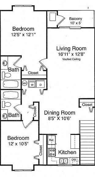 Two Bedroom Upper Floor Plan