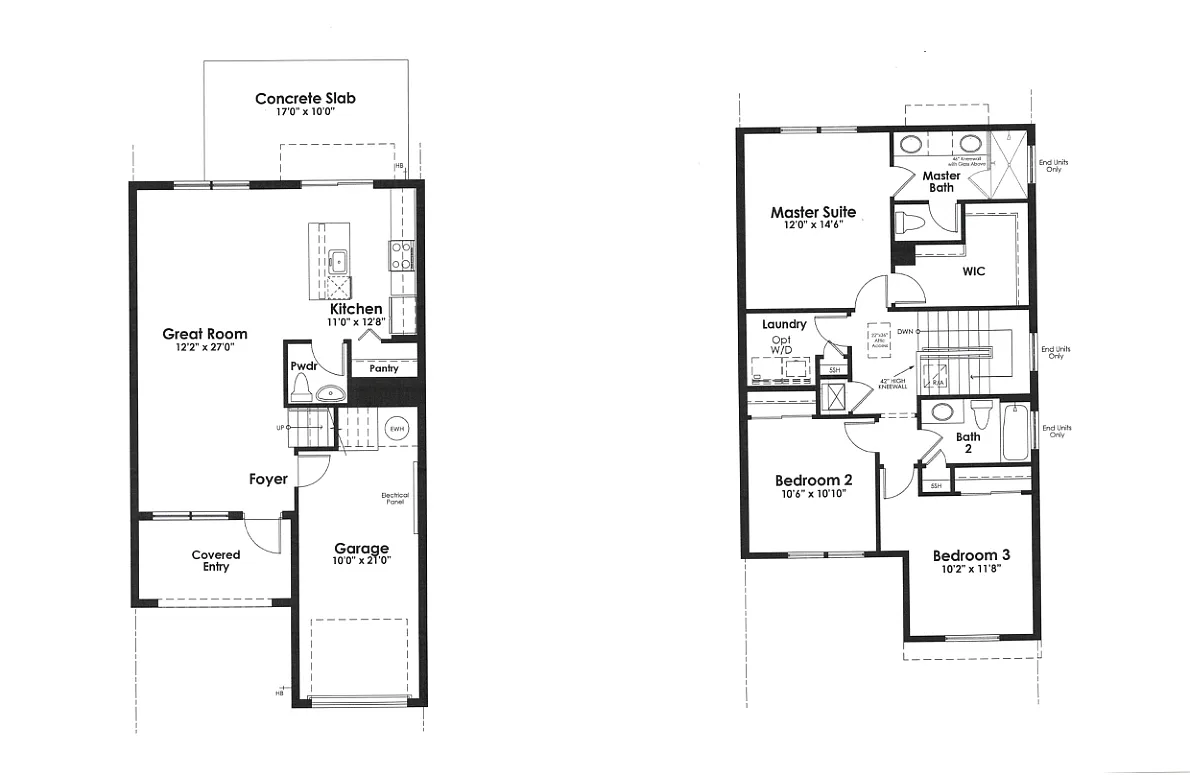 Floor plan Amalfi (End Unit Townhome)