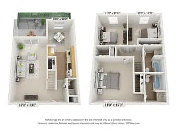 Floor plan Three Bedroom Townhome