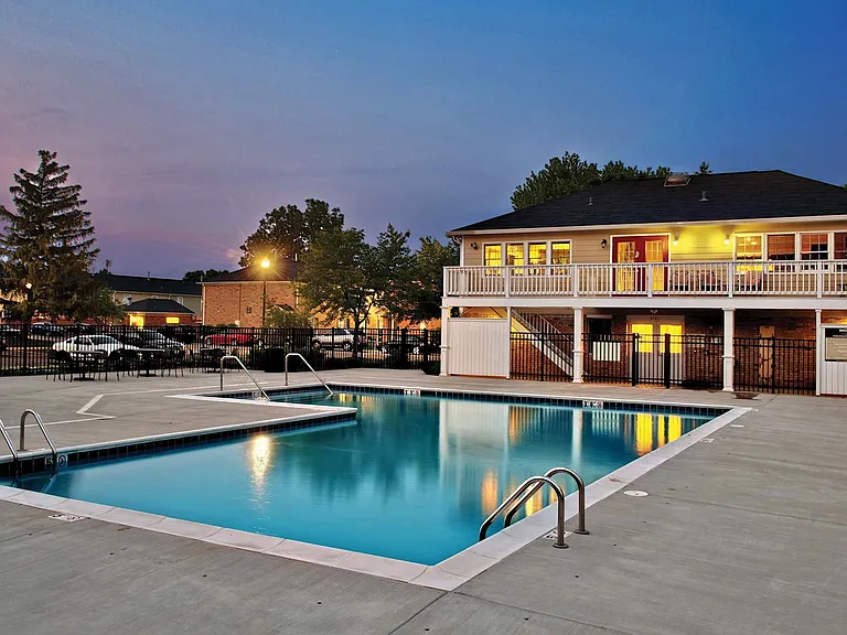 Outdoor pool with large sundeck