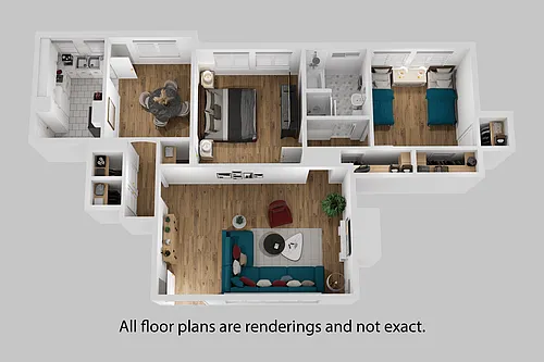 Floor plan 2 bedroom + 1 bath