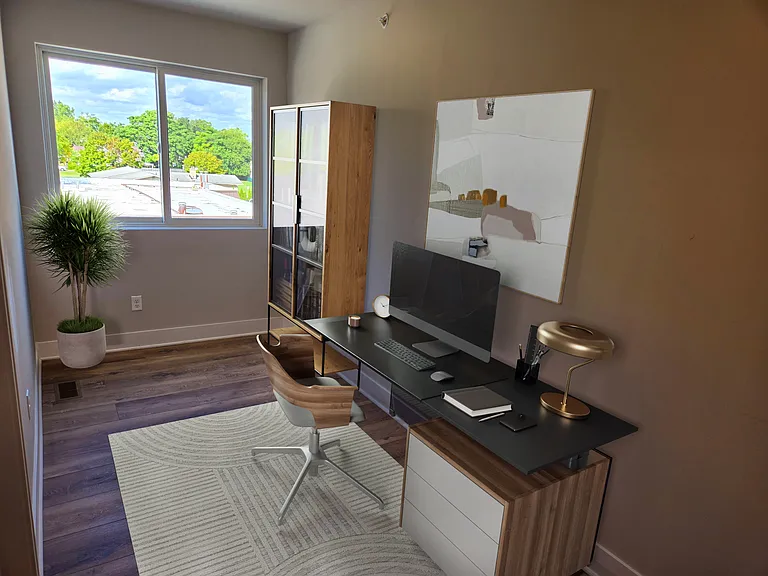 Work from home? We've got you covered with a dedicated area for an office