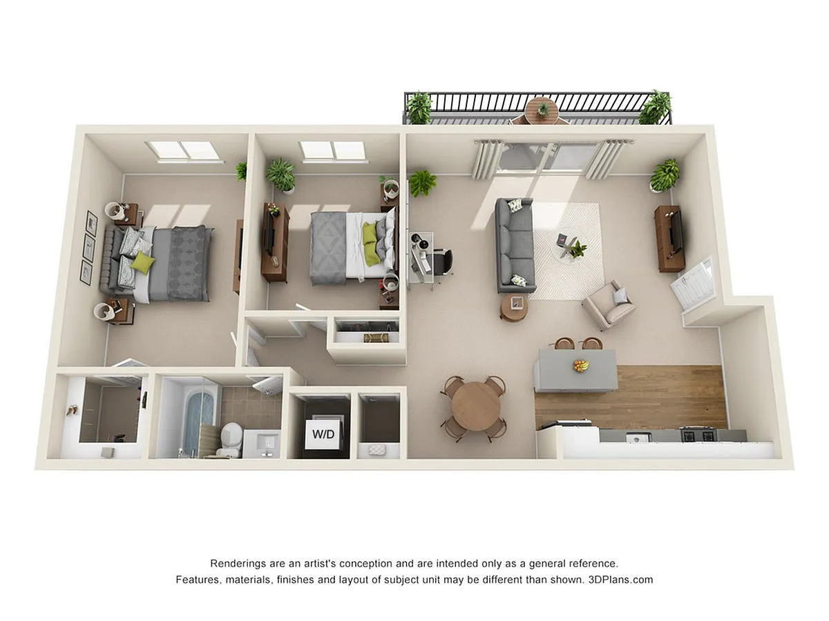 Floor plan 2-Bedroom 1-Bathroom