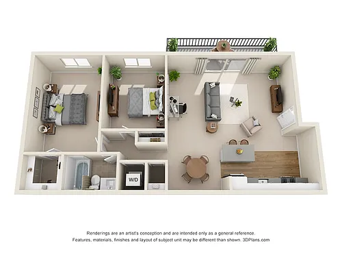 Floor plan 2-Bedroom 1-Bathroom