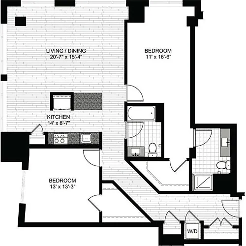 Floor plan 2 Bedrooms Y