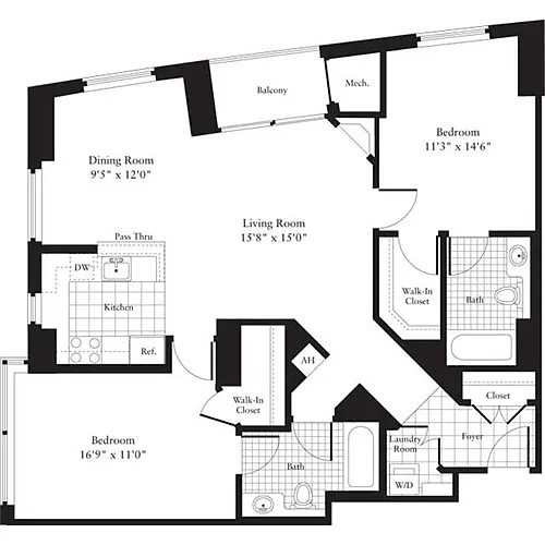 Floor plan 2 Bedrooms K